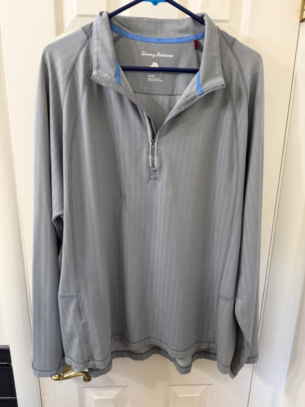Tommy Bahama Cybersport Grey Herringbone Half Zip Sweatshirt XL